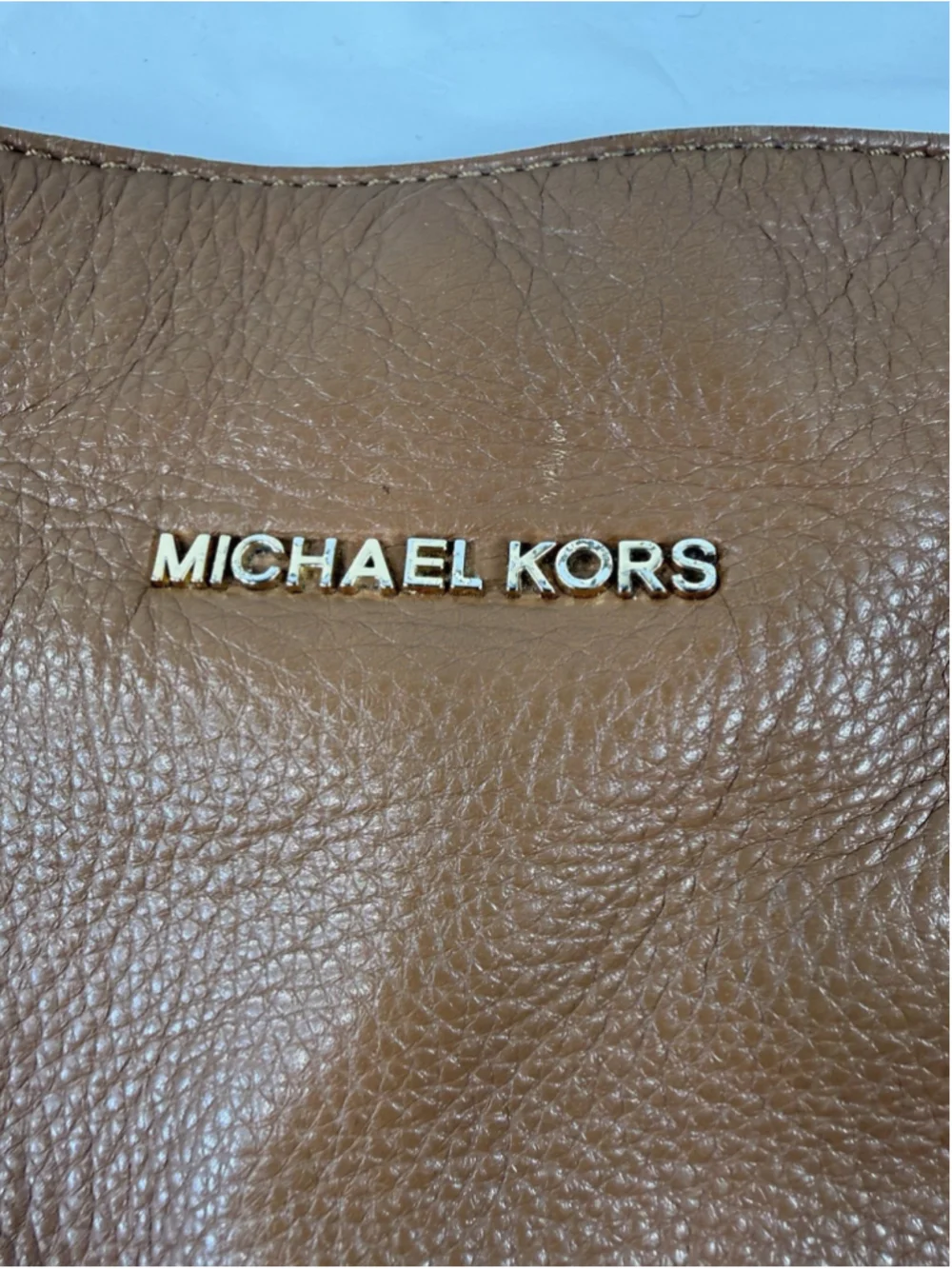 MICHAEL KORS BEDFORD LUGGAGE BROWN LEATHER LARGE CHAIN HOBO SHOULDER BAG